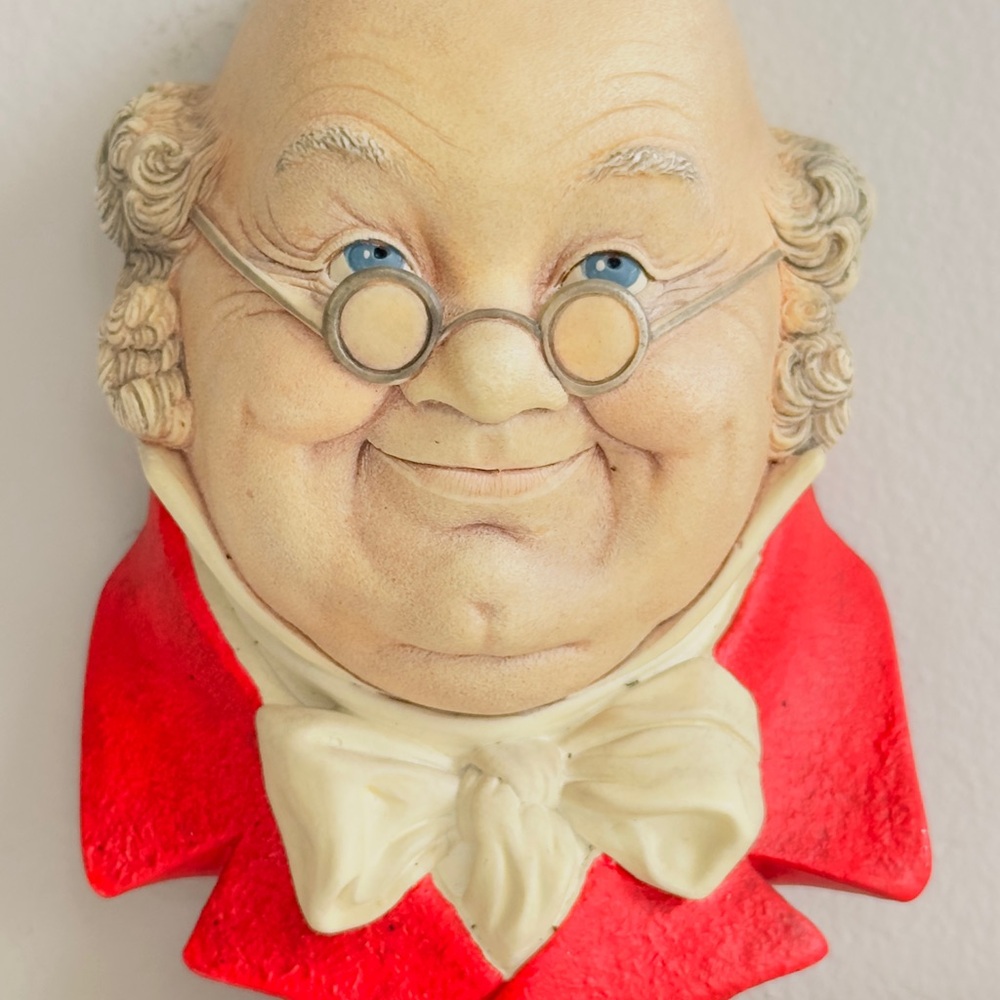 Vintage Bossons Mr Pickwick Chalkware Head Wall Plaque 1964 Congleton England